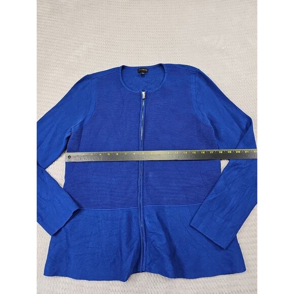 Talbots Sweater Womens Large Blue Ribbed Full Zip Casual Office Dress - Picture 3 of 7